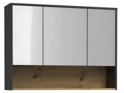 Hangend Badkamermeubel Met Dubbele Wastafel En Spiegelkast - Antraciet - 120 Cm - Yangra