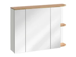 Hangend Badkamermeubel Met Wastafel, Zuil En Spiegelkast - Naturel En Wit - 94 Cm - Anid