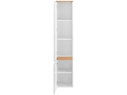 Hangend Badkamermeubel Met Wastafel, Zuil En Spiegelkast - Naturel En Wit - 94 Cm - Anid