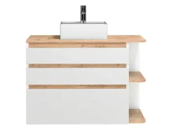 Hangend Badkamermeubel Met Wastafel - Naturel En Wit - 96 Cm - Anida