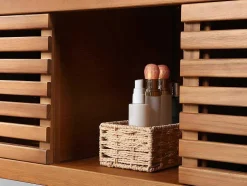 Hangend Badkamermeubel Van Acaciahout Met Dubbele Wastafel - 130 Cm - Penebel