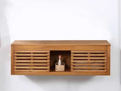 Hangend Badkamermeubel Van Acaciahout Met Dubbele Wastafel - 130 Cm - Penebel