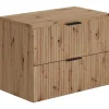 Hangend Geribbeld Badkamermeubel Met Wastafel Om Te Plaatsen - Licht Naturel - 80 Cm - Zevara