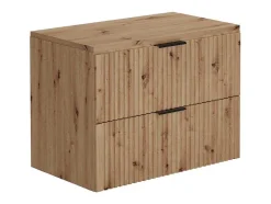 Hangend Geribbeld Badkamermeubel Met Wastafel Om Te Plaatsen - Licht Naturel - 80 Cm - Zevara