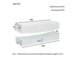 Hangend Tv-Meubel - Glanzend Gelakt - Led'S - Spaanplaat - Wit