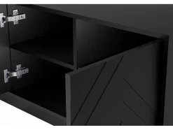 Hangend Tv-Meubel Met 4 Deuren En 2 Nissen Van Mdf - Zwart - Redonia