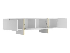 Hangend Tv-Meubel Met 4 Deuren Van Mdf - Wit En Goud - Luvonia