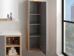 Hangende Badkamerkolom - Licht Naturelkleurig En Grijs - L35 X B30 X H120 Cm - Jasmine