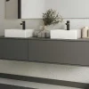 Hangende Badkamermeubel In Antracietgrijze Kleur Met Dubbele Wastafel - L150 Cm - Isaure Ii