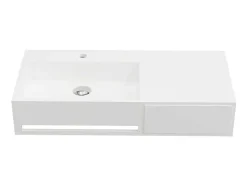 Hangende Wastafel Met Handdoekhouder - Wit - L90 X B40 X H17 Cm - Gandaki