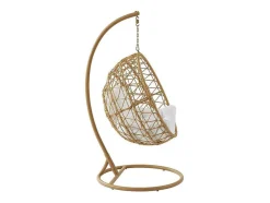 Hangfauteuil Van Gevlochten Hars - Licht Naturel Met Wit Kussen - Anivia Van Mylia