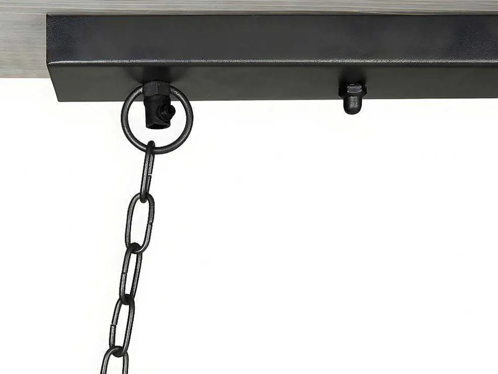 Hanglamp In Industriele Stijl Olius - Hout En Metaal - 4 Lampen - H31 X L100 Cm - Naturel En Zwart