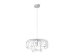 Hanglamp Met Draadstructuur Met Design-Stijl Van Metaal - D40 X H130 Cm - Wit - Andromaque
