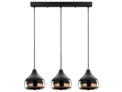 Hanglamp Met Verstelbare Hoogte Yildo - 3 Kappen - L67 X H25/111 Cm - Zwart En Koperkleurig