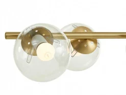 Hanglamp Van Geborsteld Messing En 6 Glazen Bollen - B128 Cm - Yukon