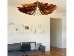 Hanglamp Van Mdf - D. 68 Cm X H. 50 Cm - Walnootkleur - Farita