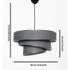 Hanglamp Van Stof En Metaal Met Aanpasbare Hoogte - D40 X H30-70 Cm - Antraciet En Zilverkleurig - Tairon