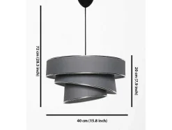 Hanglamp Van Stof En Metaal Met Aanpasbare Hoogte - D40 X H30-70 Cm - Antraciet En Zilverkleurig - Tairon