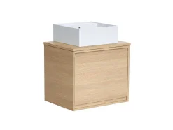 Hangmeubel Voor Badkamer Met Wastafel Om Erop Te Plaatsen - Eikenfineer - 60 Cm - Mesliva