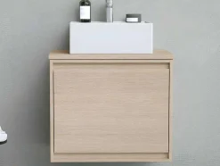 Hangmeubel Voor Badkamer Met Wastafel Om Erop Te Plaatsen - Eikenfineer - 60 Cm - Mesliva