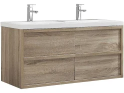 Hangmeubel Voor Badkamer Met Inbouwwastafel - Licht Naturel - 120 Cm - Quadra