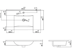 Hangmeubel Voor Badkamer Met Strepen Met Inbouwwastafel - Zwart - 80 Cm - Zevara