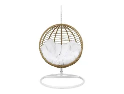 Hangstoel Van Gevlochten Hars - Beige Met Wit Kussen - Bontoc