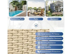 Hemel Tuinbed 2 Tot 4 Plaatsen - Beige Rotan En Grijs Deurgordijn - Inclusief Kussens - Voor Buiten