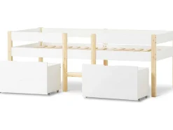 Hochbett Aus Massivem Kiefernholz Mit Schubladen 90 X 200 Cm Weis