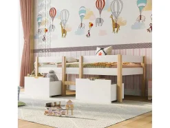 Hochbett Aus Massivem Kiefernholz Mit Schubladen 90 X 200 Cm Weis