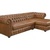 Hoekbank Chesterfield Brenton 100% Buffelleer - Hoek Rechts - Vintage Caramel