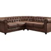 Hoekbank Chesterfield Van Microvezel Met Verouderde Look