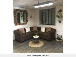 Hoekbank Chesterfield Van Microvezel Met Verouderde Look