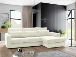 Hoekbank Mondovi Van Ribfluweel - Beige - Hoek Rechts