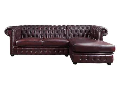 Hoekbank Van 100% Buffelleer Chesterfield Brenton - Kersenrood - Hoek Rechts