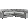 Hoekbank Van Fluweel Chesterfield - Zilvergrijs