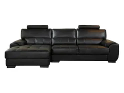 Hoekbank Van Leer Metropolitan Ii - Zwart - Hoek Links
