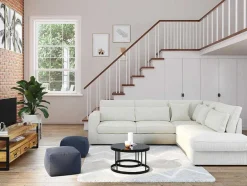 Hoekbank Van Ribfluweel Mondovi - Beige - Hoek Rechts