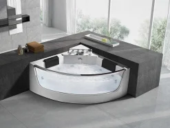 Hoekmassagebad Met Glazen Wand - 2 Personen - 330 L - 138X 138X 63 Cm - Evelina