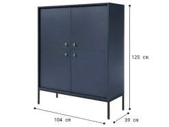 Hoge Buffetkast Bogdan - 4 Deuren - Blauw