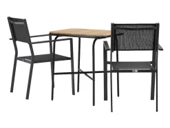 Holmbeck Tuinmeubelset Tafel, 2 Stoelen Naturel,Zwart.