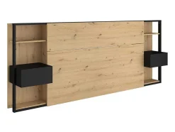 Hoofdeinde Met Nachtkastjes Mista - 160 Cm - Eiken En Zwart