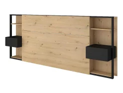 Hoofdeinde Met Nachtkastjes Mista - 160 Cm - Eiken En Zwart