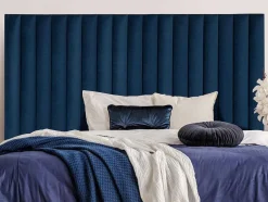 Hoofdeinde Sarah Met Verticale Naden - 160 Cm - Fluweel - Donkerblauw