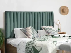 Hoofdeinde Sarah Met Verticale Naden - 160 Cm - Fluweel - Amandelgroen