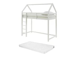 Hoogslaper 90 X 190 Cm - Grenen - Wit + Matras - Tarzia