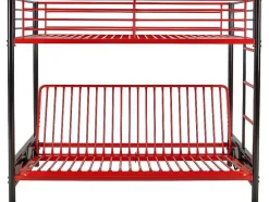 Hoogslaper 90 X 190 Cm - Met Slaapbank - Metaal - Zwart En Rood + Futon + Matras - Modulo V