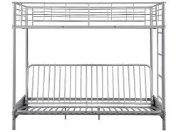 Hoogslaper 90 X 190 Cm - Met Uitklapbare Bank - Metaal - Zilver + Zwart Futon - Modulo V