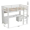 Hoogslaper 90 X 200 Cm Met Bureau, Boekenkast, Lades En Ladder, Mdf Hout, Wit