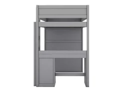Hoogslaper 90 X 200 Cm Met Bureau + 2 Laden - Kledingkast Met Schuifdeur - Mdf Hout - Grijs